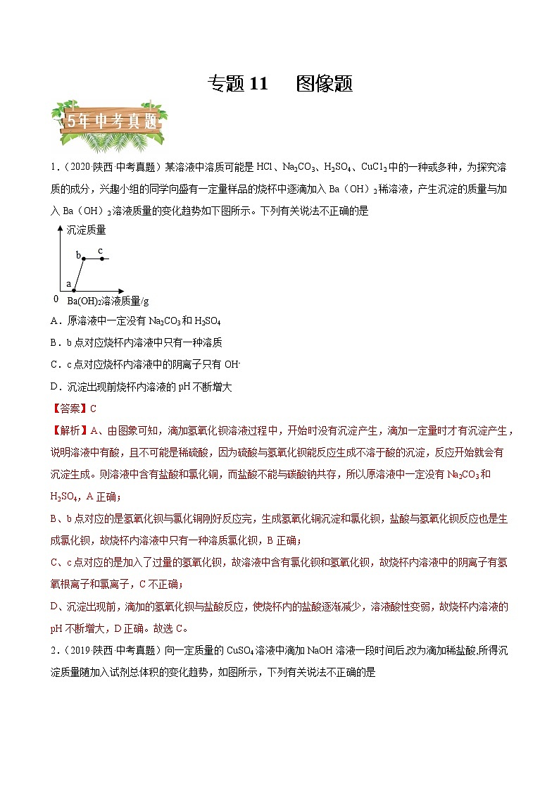 2018-2022年陕西中考化学5年真题1年模拟分项汇编 专题11 图像题（学生卷+教师卷）01