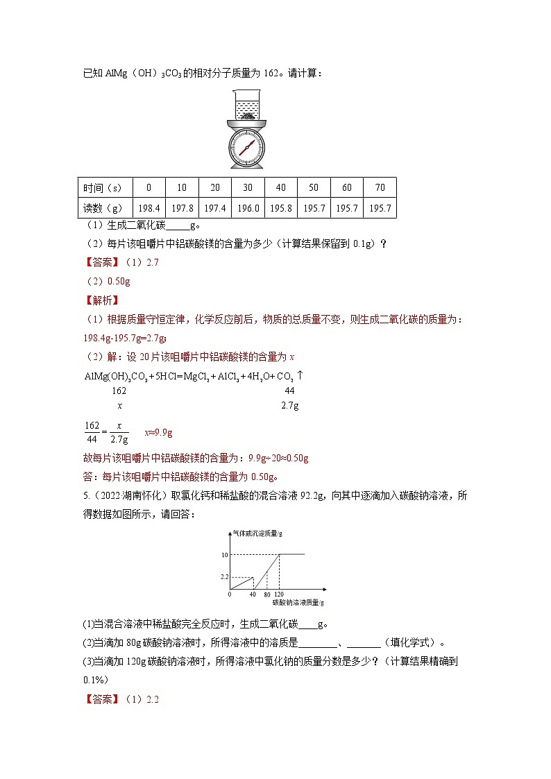 2020-2022年全国中考化学3年真题分项汇编 专题11 化学计算（学生卷+教师卷）03