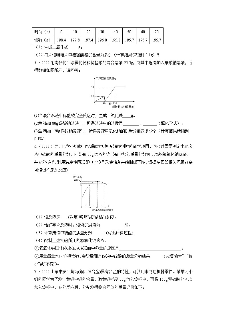 2020-2022年全国中考化学3年真题分项汇编 专题11 化学计算（学生卷+教师卷）02