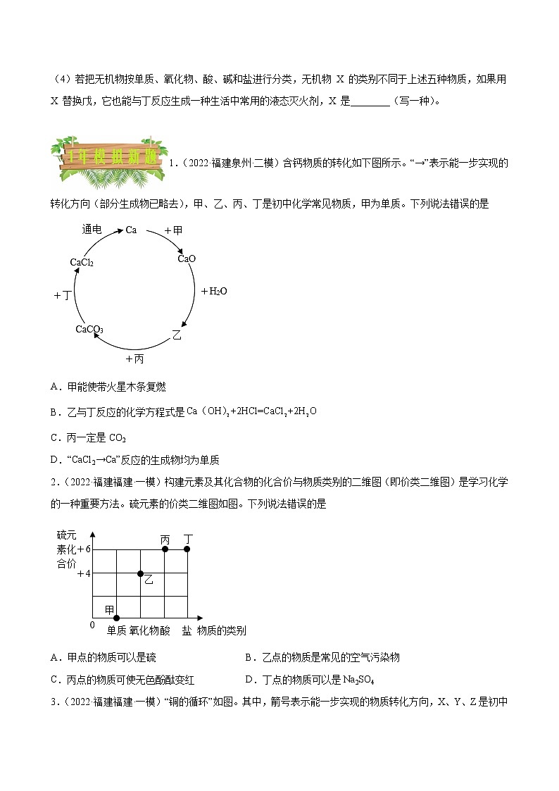 专题09 推断题-5年（2018-2022）中考1年模拟化学分项汇编（福建专用）（原卷版）第2页