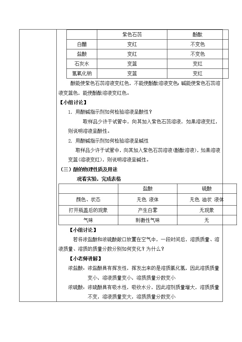 课题1《常见的酸和碱》第一课时教案第2页