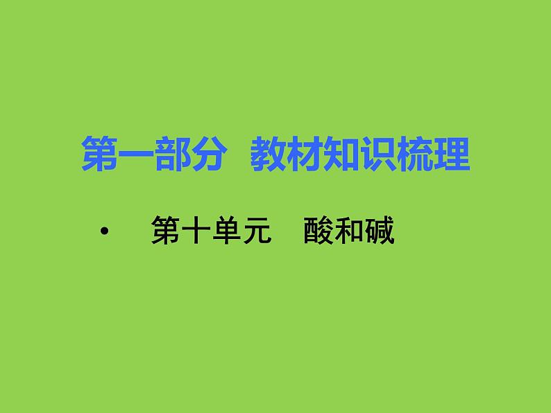 初三九年级化学下册1复习资料一部分知识梳理复习课件10十单元酸和碱第1页