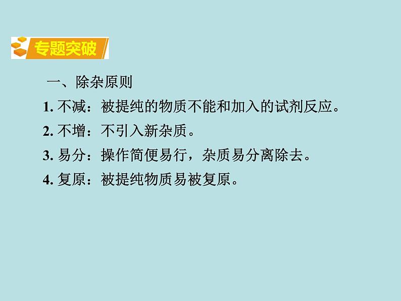 初三九年级化学下册1复习资料二部分重点专题突破4专题四物质的除杂分离第2页