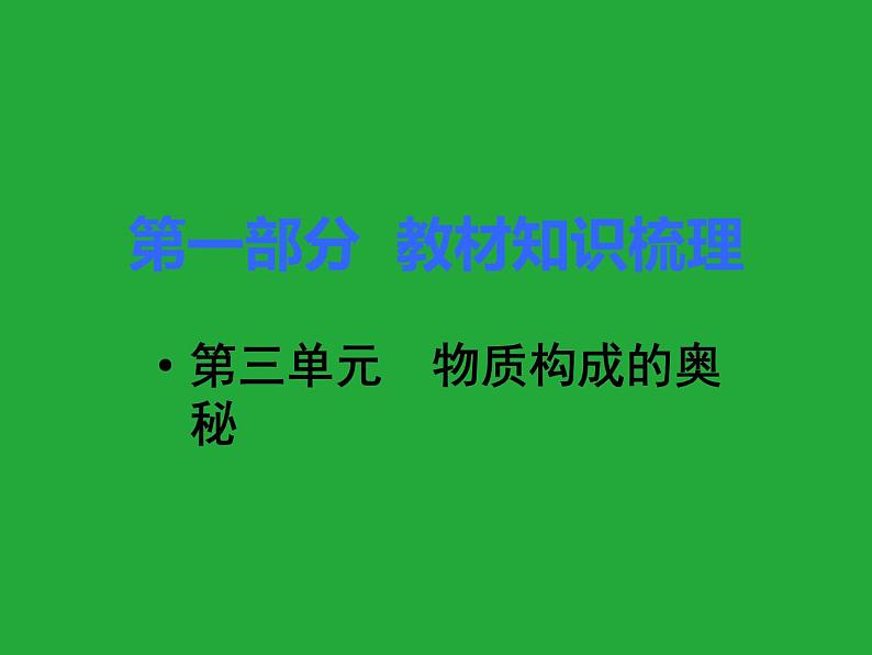 初三九年级化学下册复习资料一部分知识梳理复习课件三单元物质构成的奥秘课件第1页