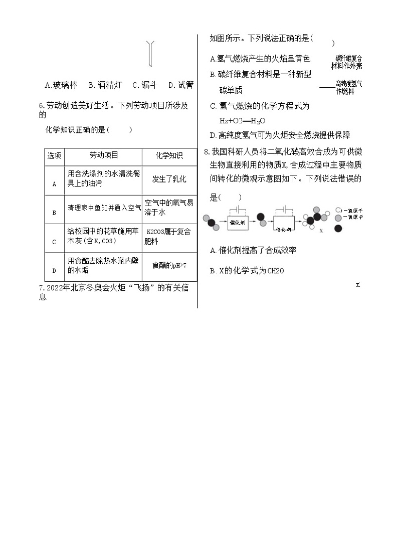 2022年安徽省初中学业水平考试化学（含答案解析）第2页