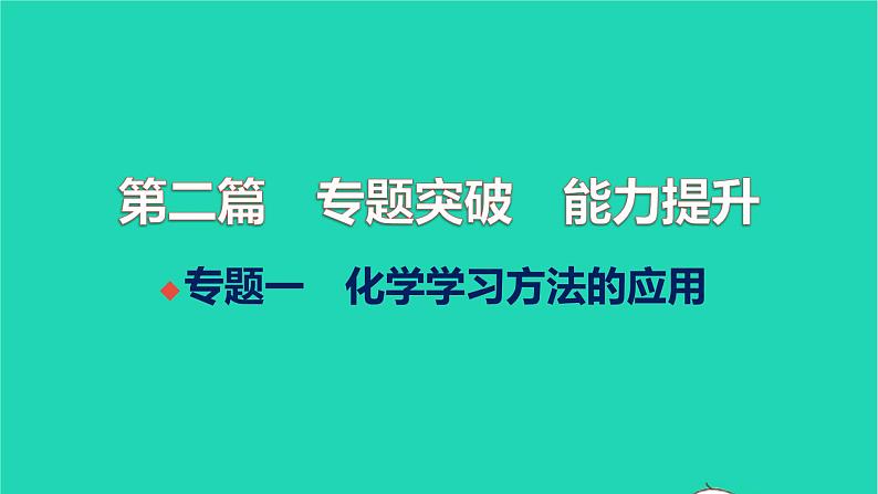 全国版2022中考化学第二篇专题突破能力提升专题一化学学习方法的应用讲本课件第1页