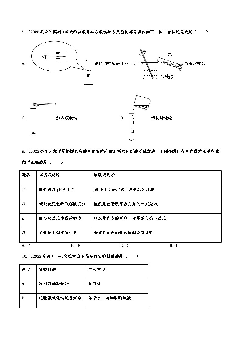 2022年中考化学真题分类汇编酸碱盐02