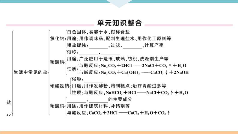 人教版九年级化学下册安徽习题讲评课件同步练习十一单元盐化肥小结与复习第2页