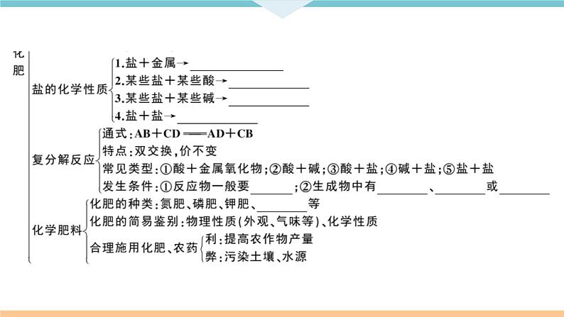 人教版九年级化学下册安徽习题讲评课件同步练习十一单元盐化肥小结与复习第3页