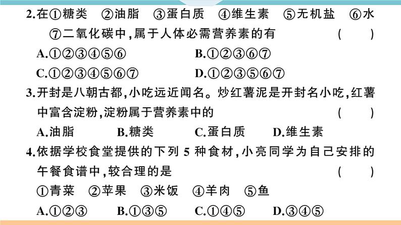 人教版九年级化学下册河南习题讲评课件阶段检测5十二单元检测卷第3页