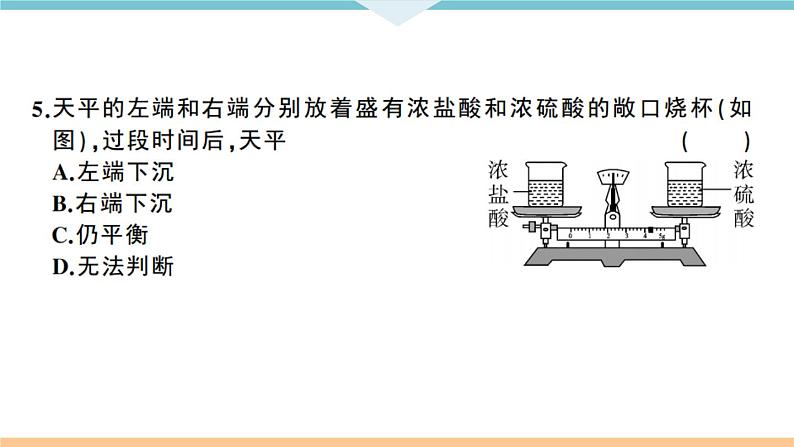 初三人教版九年级化学下册江西同习题讲评课件阶段检测十单元检测卷第5页