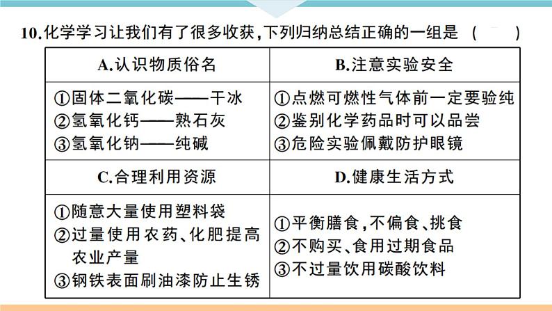 初三人教版九年级化学下册江西同习题讲评课件阶段检测十二单元检测卷第8页