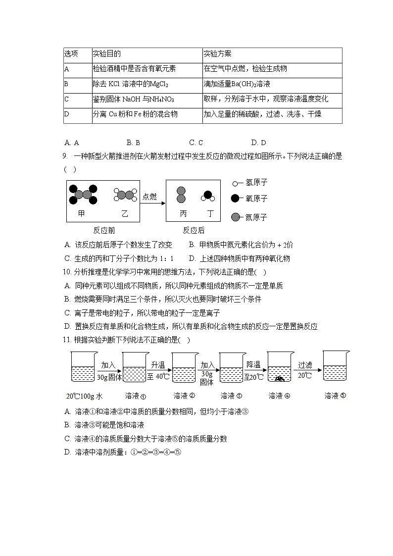 2021-2022学年安徽省阜阳市城南中学九年级（上）期末化学试卷（含答案解析）第3页