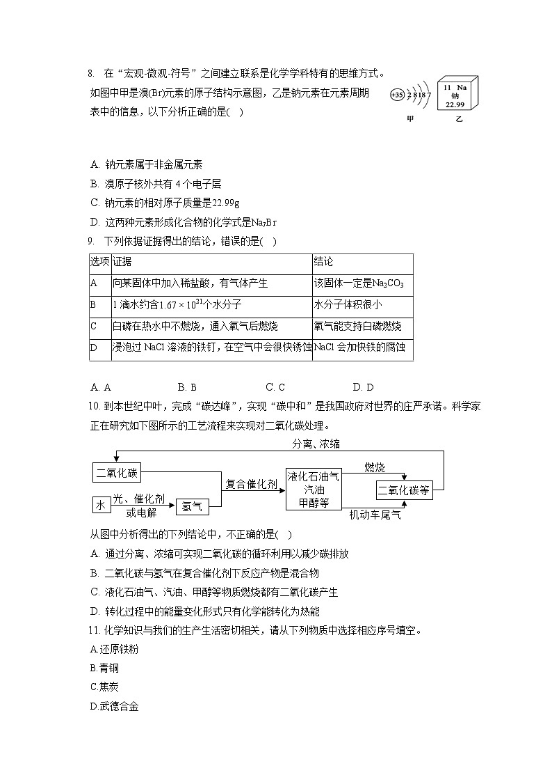 2021-2022学年江苏省淮安市洪泽区、金湖县九年级（上）期末化学试卷（含答案解析）第2页