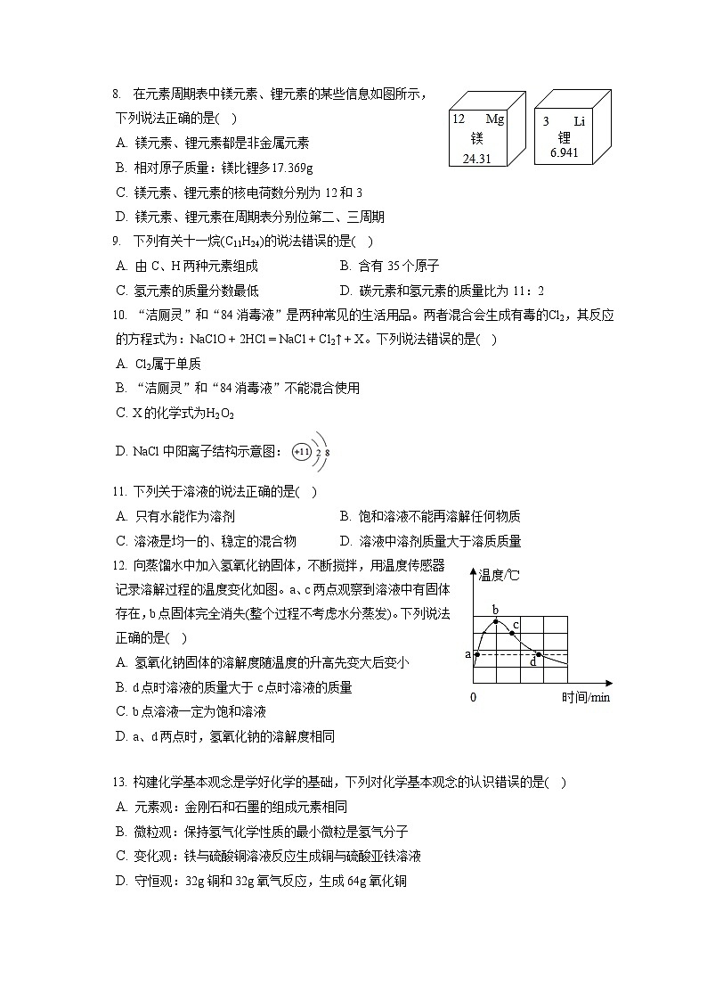 2021-2022学年江苏省盐城市亭湖区九年级（上）期末化学试卷（含答案解析）02