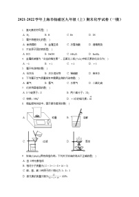 2021-2022学年上海市杨浦区九年级（上）期末化学试卷（一模）（含答案解析）