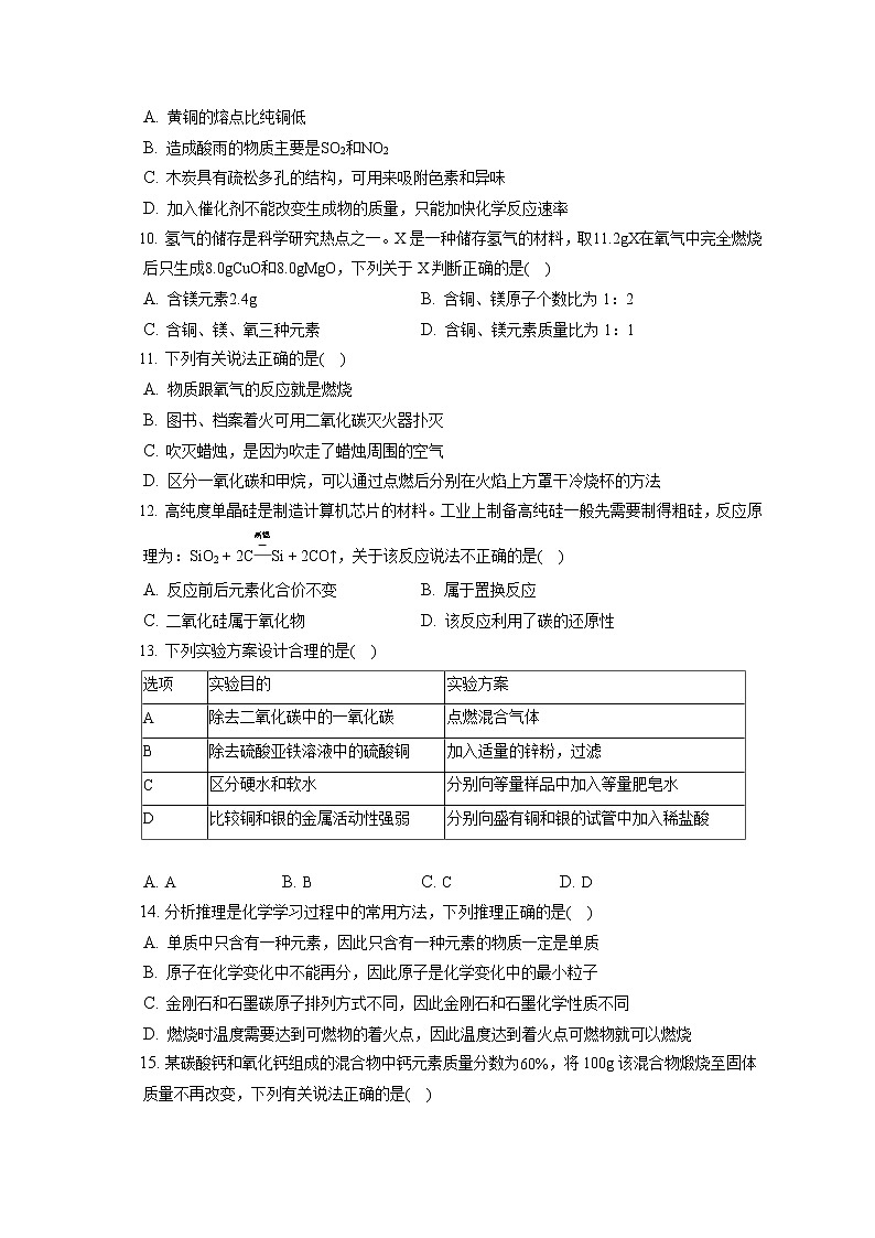2021-2022学年天津市部分区九年级（上）期末化学试卷（含答案解析）02