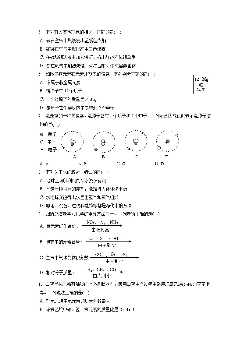 2021-2022学年湖南省衡阳市常宁市农村学校九年级（上）期末化学试卷（含详细答案解析）第2页