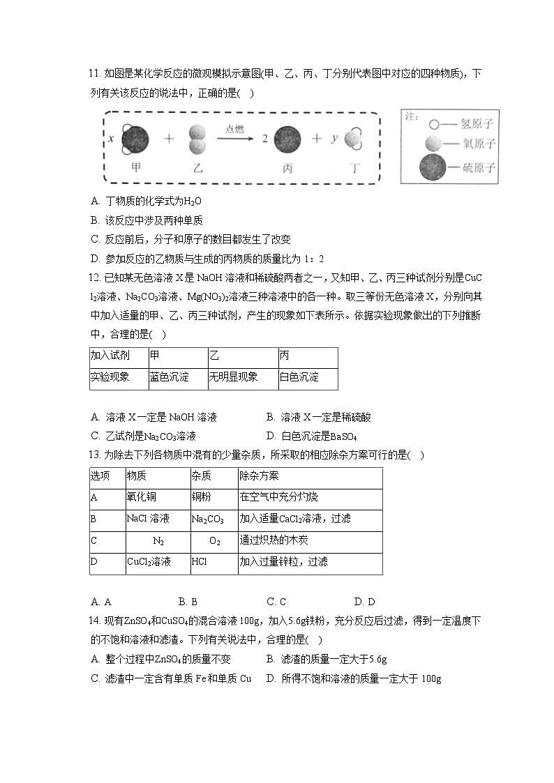 2021-2022学年山东省济南市章丘区九年级（上）期末化学试卷（含详细答案解析）第3页