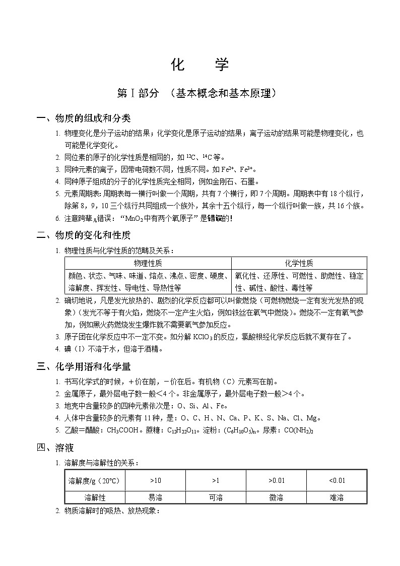 人教版初中化学总复习资料第1页