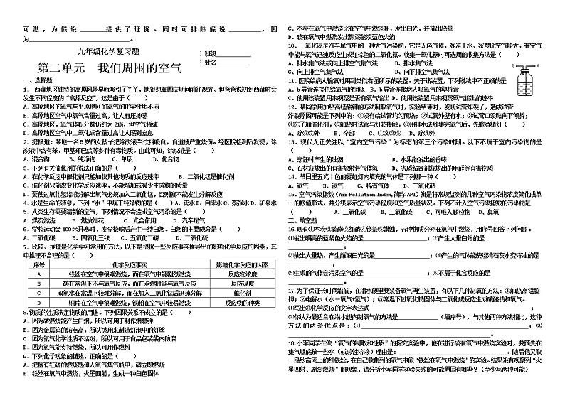 人教版九年级化学经典复习题集（无答案）03