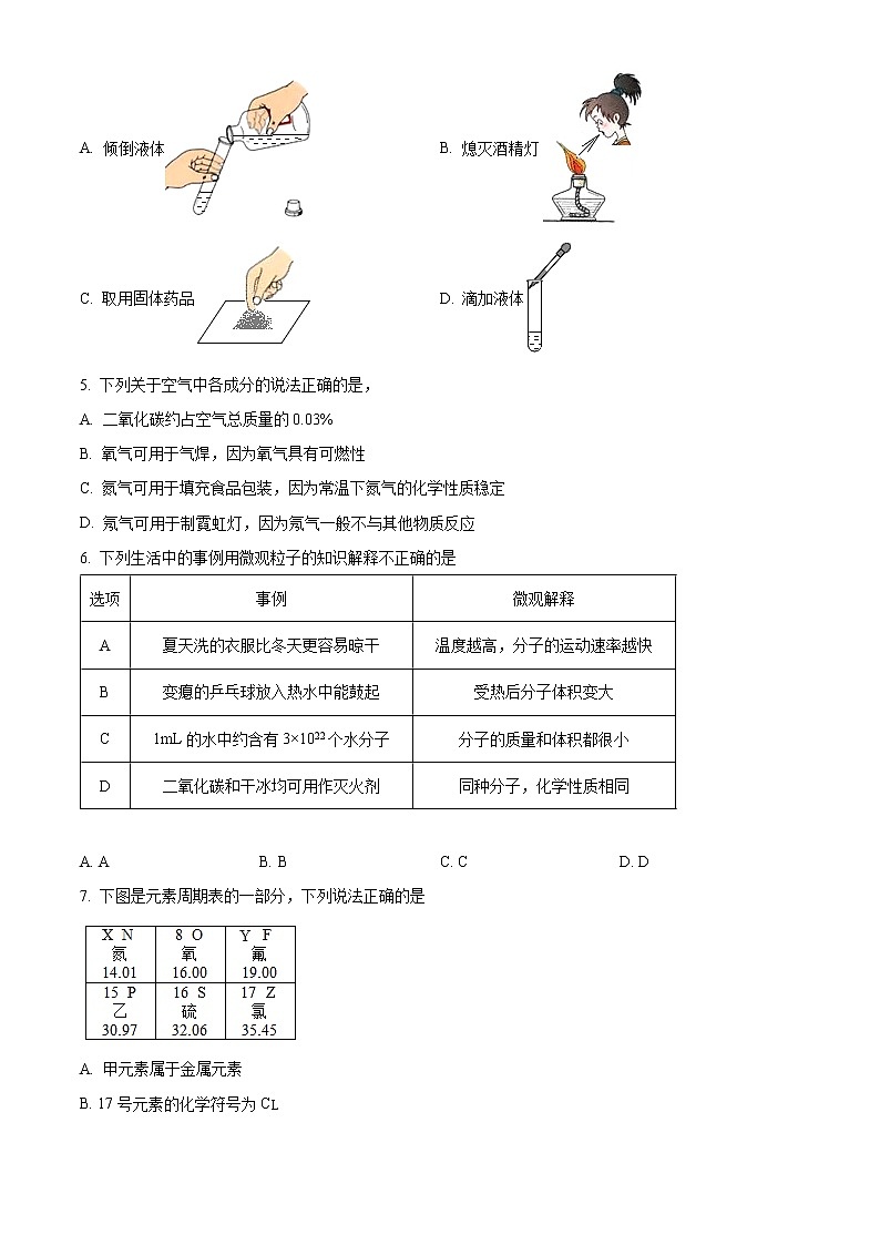 陕西省西安市西咸新区沣东新城第六初级中学2022-2023学年九年级上学期第一次月考化学试题(含答案)第2页