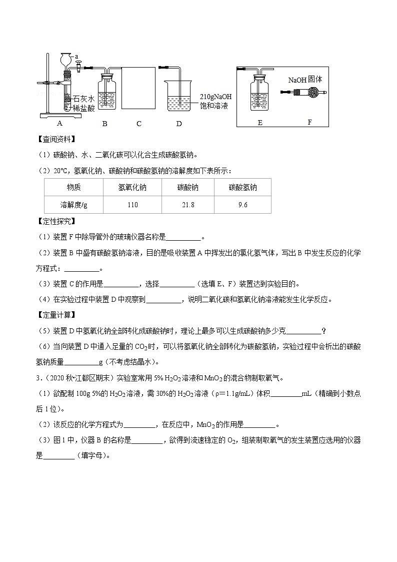 沪教版九年级化学上学期期末复习必刷题 探究性实验大题第2页