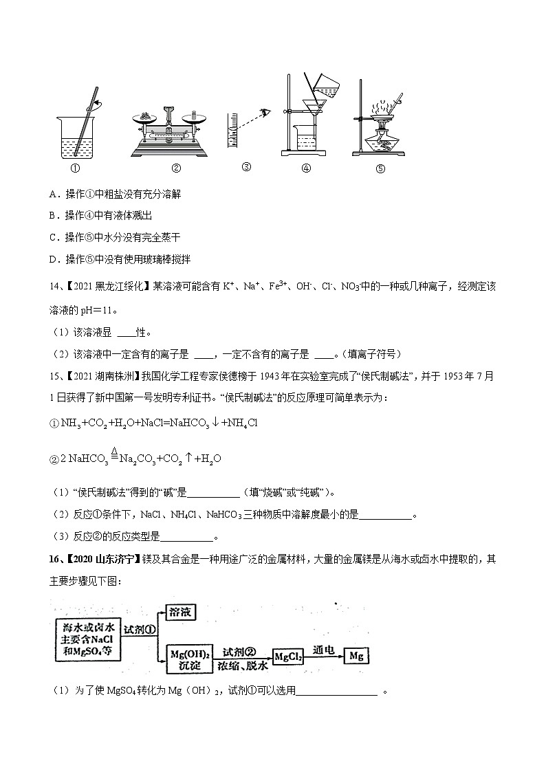 专题08 盐与化肥（专题精练）-【满分之路】 中考化学一轮复习精讲精练(全国通用)（原卷版）第3页
