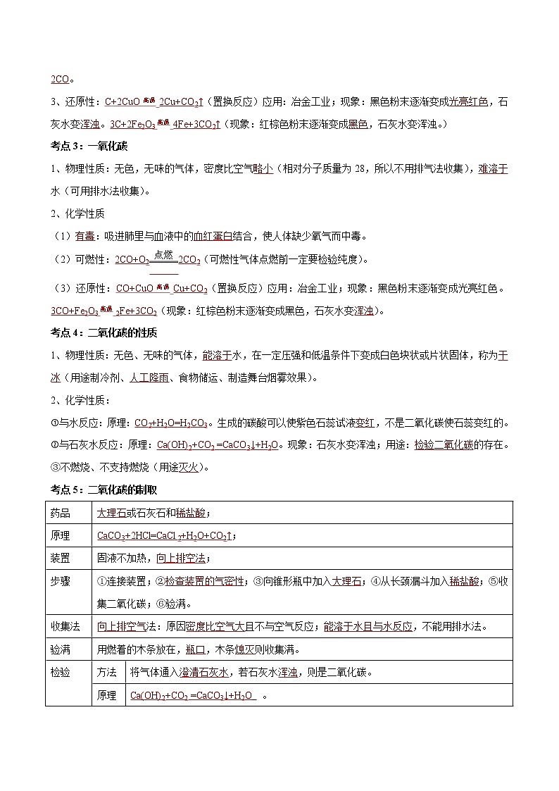 专题09 碳和碳的氧化物（考点精讲）-【满分之路】 中考化学一轮复习精讲精练 （适用2023年中考化学）02