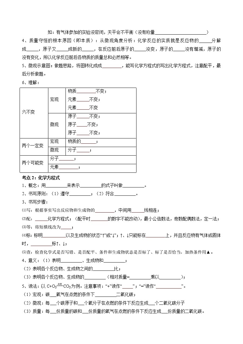 专题13 质量守恒定律与化学方程式（考点精讲word版）-【满分之路】 中考化学一轮复习精讲精练(全国通用)（原卷版）第2页