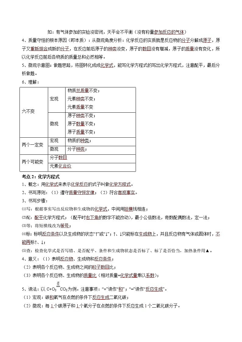 专题13 质量守恒定律与化学方程式（考点精讲word版）-【满分之路】 中考化学一轮复习精讲精练(全国通用)（解析版）第2页