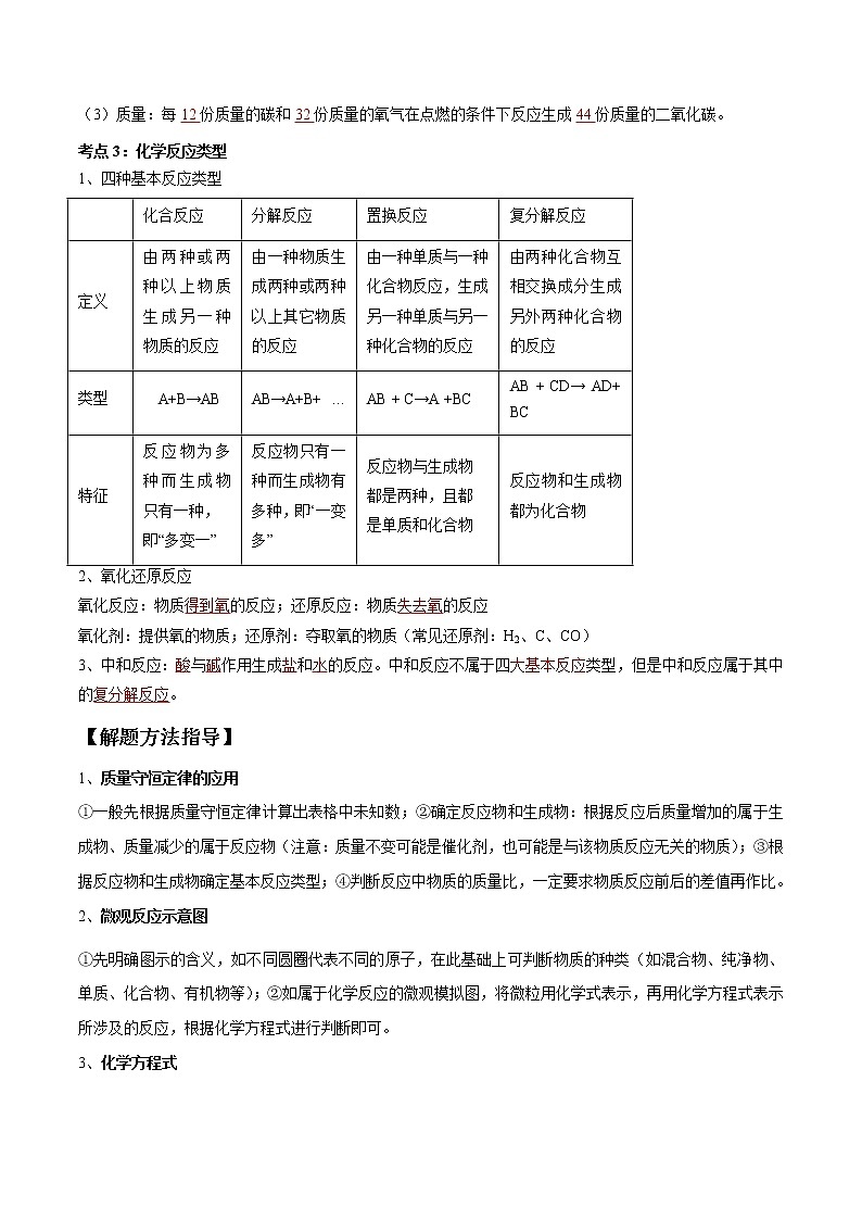 专题13 质量守恒定律与化学方程式（考点精讲word版）-【满分之路】 中考化学一轮复习精讲精练(全国通用)（解析版）第3页