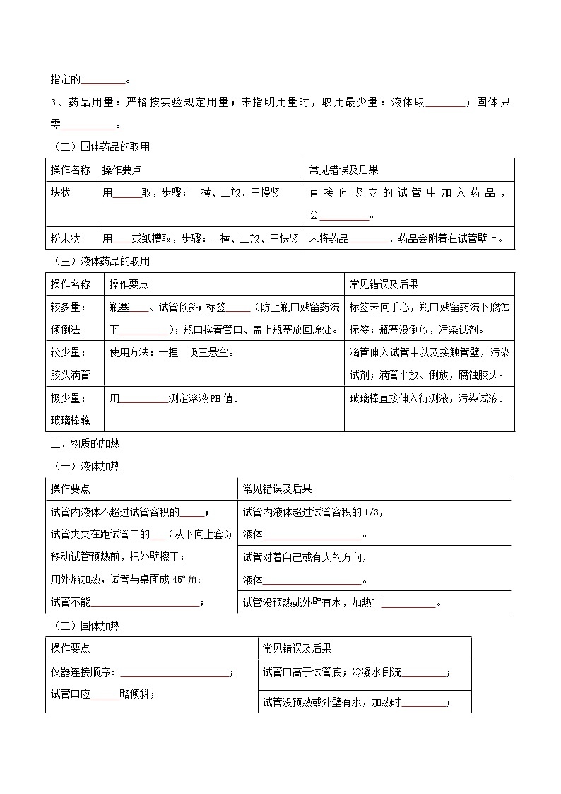 专题16 常见仪器和基本实验操作（考点精讲word版）-【满分之路】 中考化学一轮复习精讲精练(全国通用)（原卷版）第2页