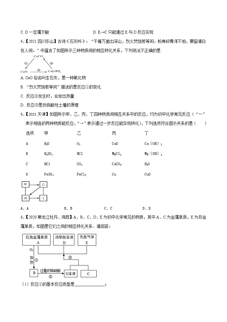 专题18 物质的转化与推断（专题精练）-【满分之路】 中考化学一轮复习精讲精练(全国通用)（原卷版）第2页