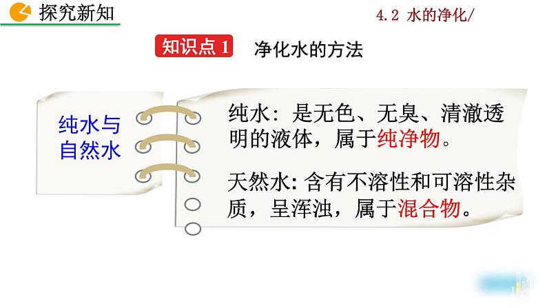 2022秋人教版化学9年级上册第四单元 自然界的水 课题2 水的净化第4页