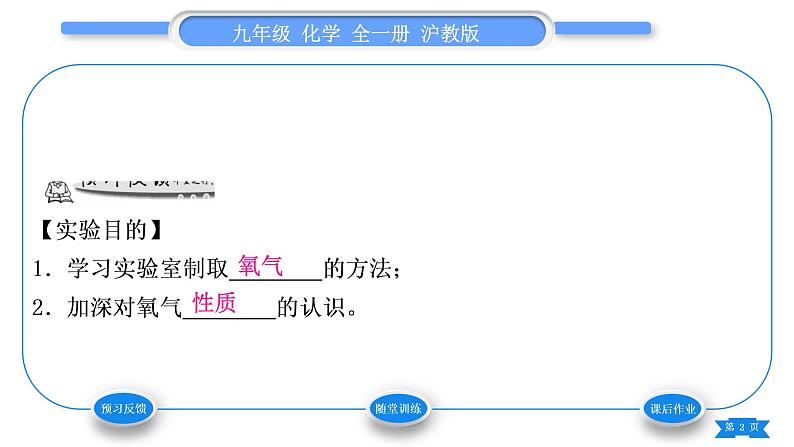 沪教版九年级化学上第2章身边的化学物质基础实验1氧气的制取与性质习题课件第2页