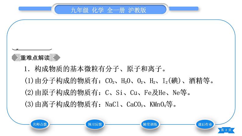 沪教版九年级化学上第3章物质构成的奥秘第1节构成物质的基本微粒第1课时微粒的性质、分子和原子习题课件02