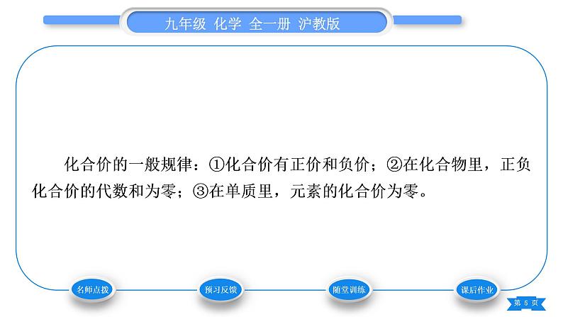 沪教版九年级化学上第3章物质构成的奥秘第3节物质的组成第2课时化合价、化合物的化学式书写及命名习题课件05