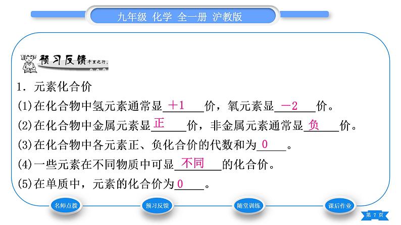 沪教版九年级化学上第3章物质构成的奥秘第3节物质的组成第2课时化合价、化合物的化学式书写及命名习题课件07