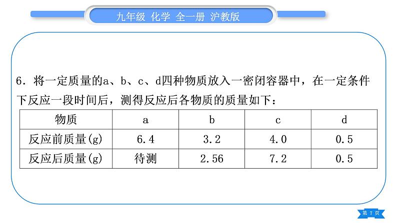 沪教版九年级化学上第4章认识化学变化综合练习(第1～3节)习题课件第7页