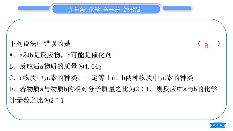 沪教版九年级化学上第4章认识化学变化综合练习(第1～3节)习题课件第8页