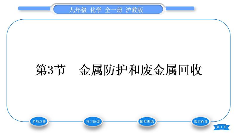 沪教版九年级化学上第5章金属的冶炼与利用第3节金属防护和废金属回收习题课件01