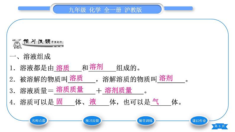 沪教版九年级化学下第6章溶解现象第2节溶液组成的表示习题课件06