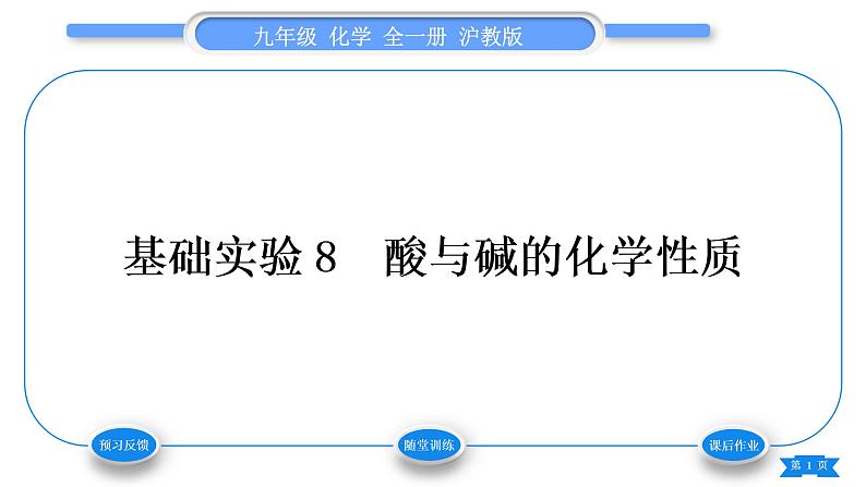 沪教版九年级化学下第7章应用广泛的酸、碱、盐基础实验8酸与碱的化学性质习题课件01