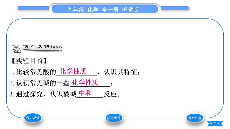 沪教版九年级化学下第7章应用广泛的酸、碱、盐基础实验8酸与碱的化学性质习题课件02