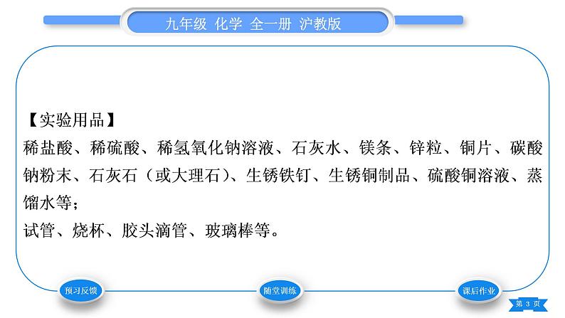 沪教版九年级化学下第7章应用广泛的酸、碱、盐基础实验8酸与碱的化学性质习题课件03