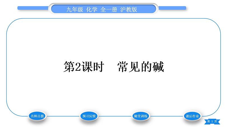 沪教版九年级化学下第7章应用广泛的酸、碱、盐第2节常见的酸和碱第2课时常见的碱习题课件01