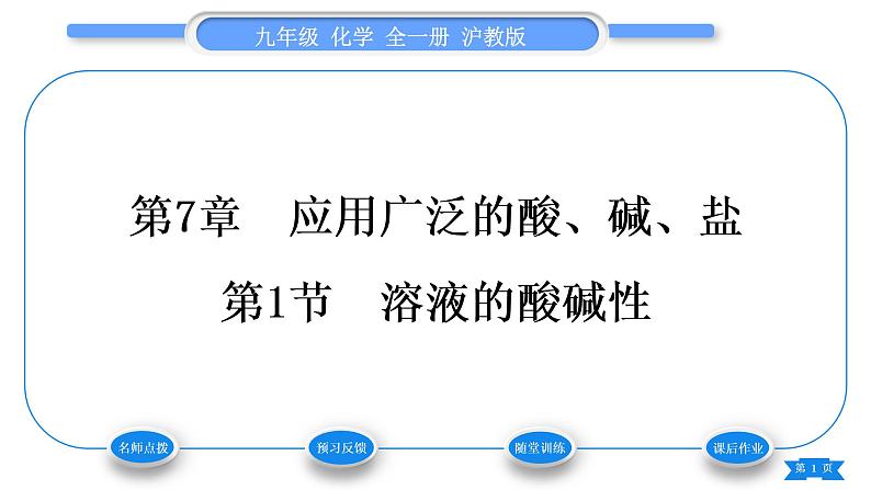 沪教版九年级化学下第7章应用广泛的酸、碱、盐第1节溶液的酸碱性习题课件01