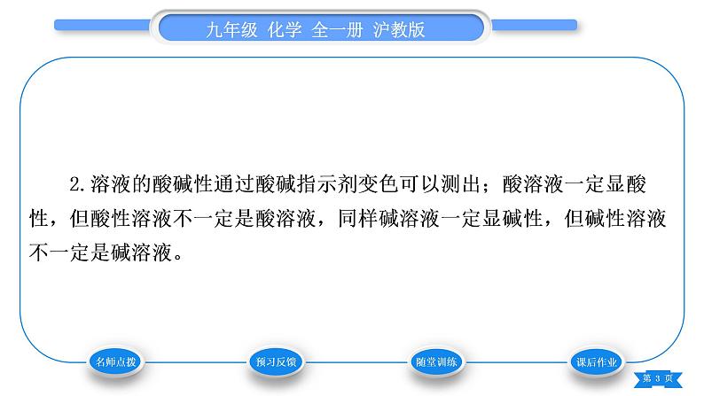 沪教版九年级化学下第7章应用广泛的酸、碱、盐第1节溶液的酸碱性习题课件03