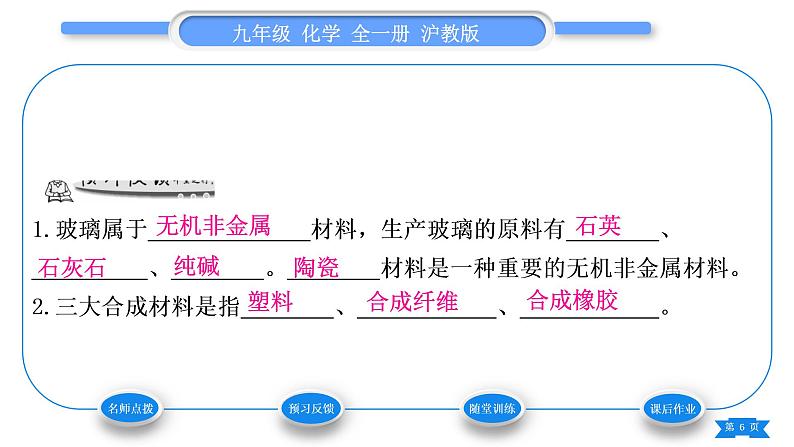 沪教版九年级化学下第9章化学与社会发展第2节新型材料的研制习题课件06